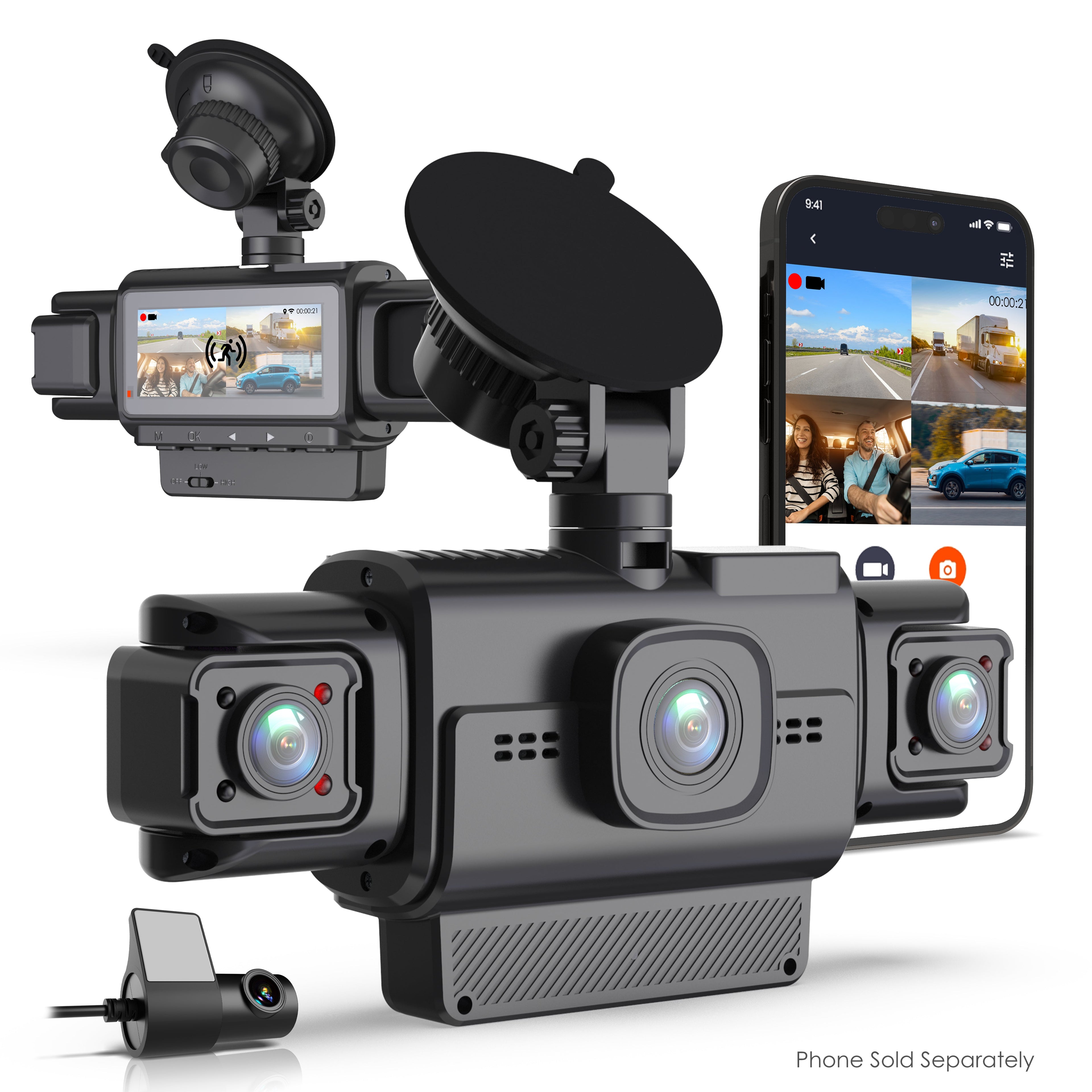 Rexing R4-RD 4-Channel Dash Cam with All-Around 1080p, Built-in 360° Parking Monitor, Wi-Fi, GPS, IR Night Vision